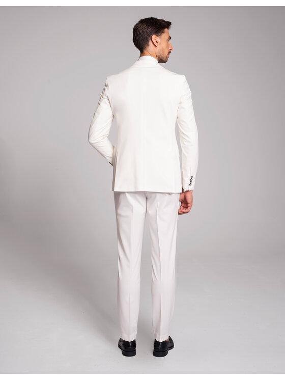Borgio Borgio Spodnie garniturowe lido_01_biale Biały Slim Fit