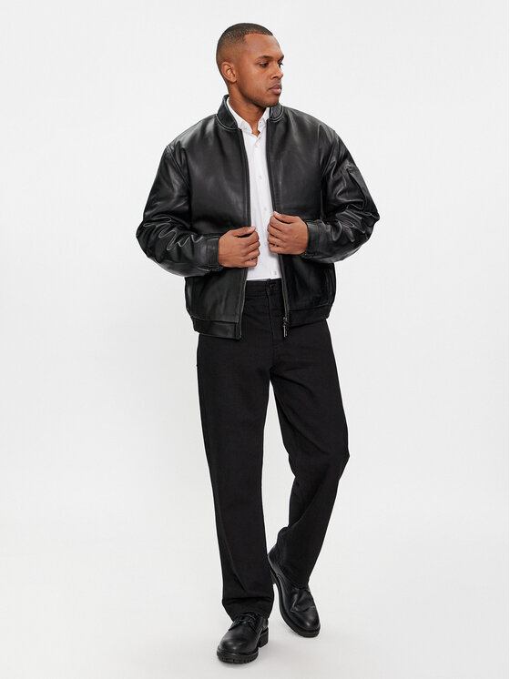 Calvin Klein Calvin Klein Odinė striukė Hero K10K112372 Juoda Regular Fit