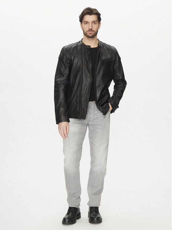 Mustang Mustang Lederjacke Rivo 310-24-050 Schwarz Regular Fit