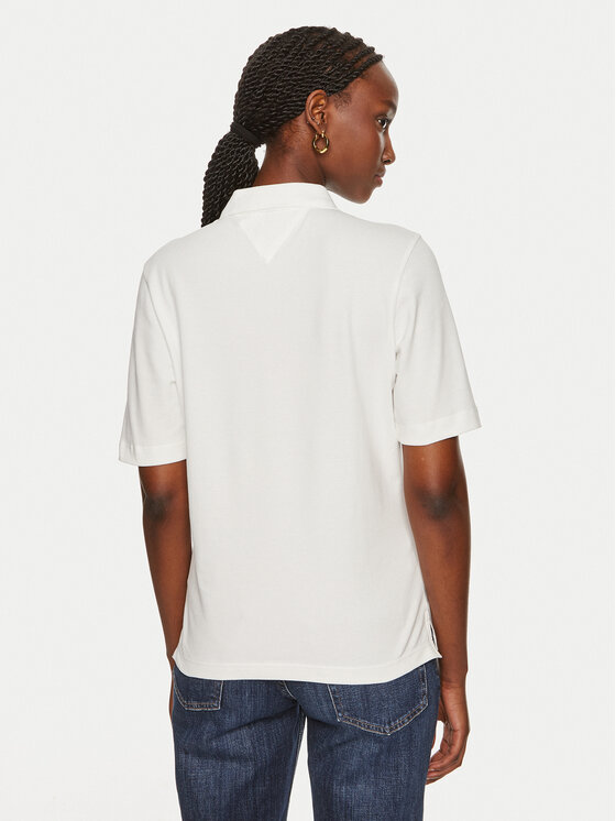 Tommy Hilfiger Tommy Hilfiger Тениска с яка и копчета 1985 WW0WW43224 Екрю Regular Fit