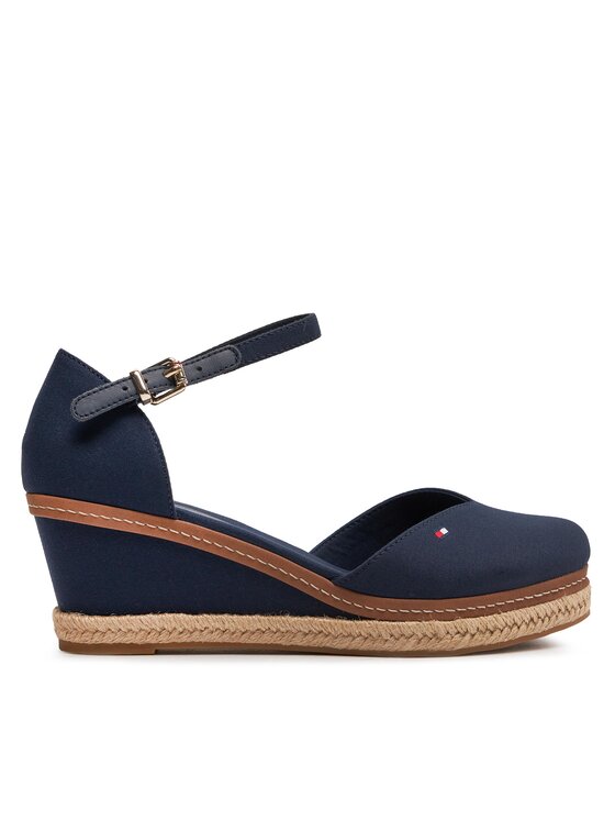 Tommy Hilfiger Espadrilles Basic Closed Toe Mid Wedge FW0FW04787 Bleu marine Modivo