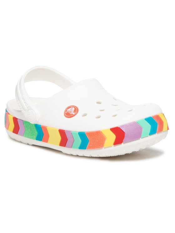 cloud crocs with rainbow strap womens