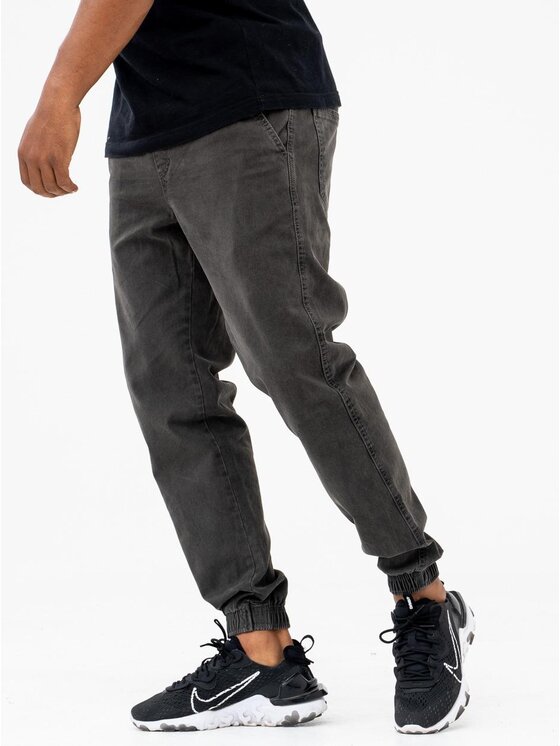 Jigga Wear Jigga Wear Spodnie materiałowe Spodnie Jeansowe Jogger Ze Ściągaczem Jigga Wear Crown Sprane Ciemne Szare L Szary Jogger Fit