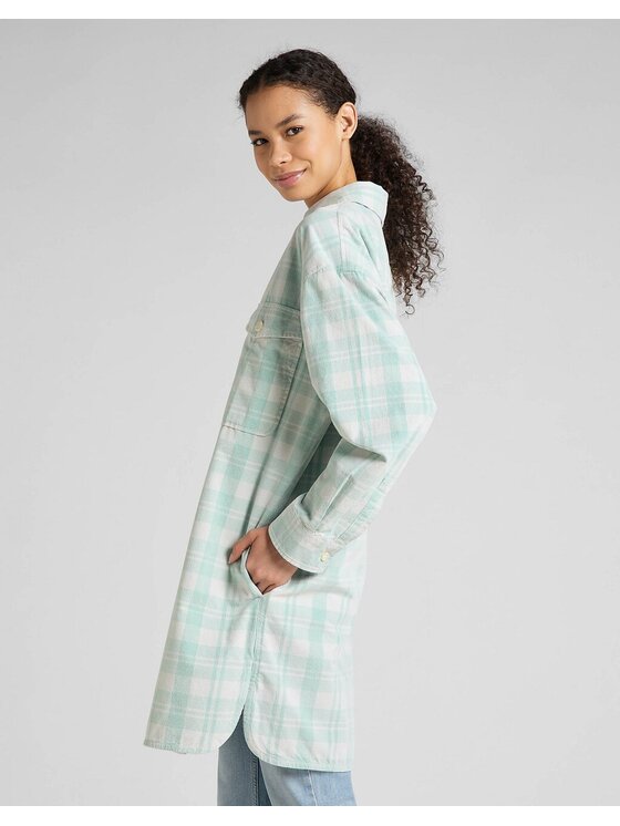 Lee Lee Koszula ELONGATED OVERSHIRT Zielony Regular Fit