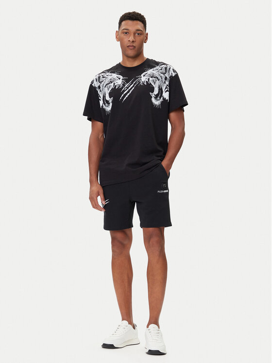 Plein Sport Plein Sport Pantaloni scurți sport SAEC MJT2473 STE001N Negru Regular Fit