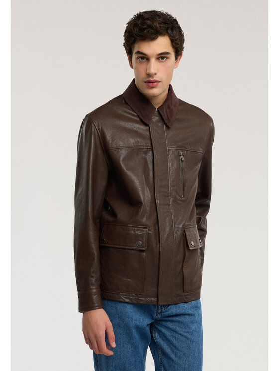 Trussardi Trussardi Giacca di pelle R309M000043N032 Marrone Regular Fit