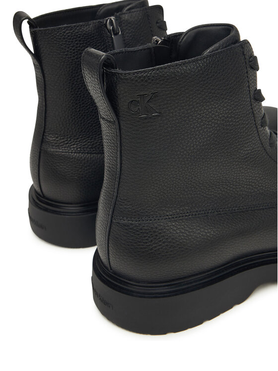Calvin Klein Calvin Klein Šnurovacia obuv Combat Ess Lace Up Zip Boot Lth YM0YM01373 Čierna