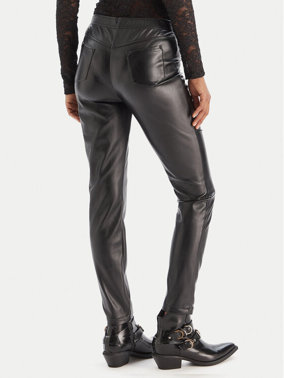 PINKO PINKO Tehisnahast püksid Panelle 105375 A2P5 Must Slim Fit