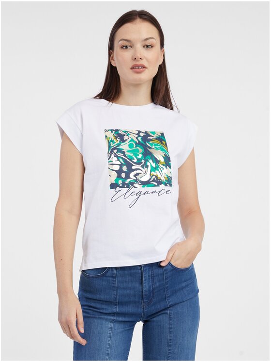 Orsay Orsay T-Shirt 116022000000__S Biały Regular Fit