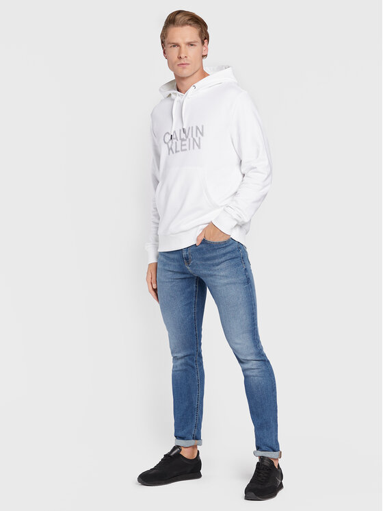 Felpa Distorted Logo K10K110075 Bianco Regular Fit...