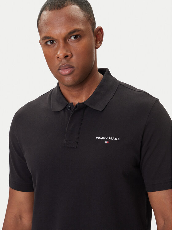 Tommy Jeans Tommy Jeans Polo marškinėliai Linear DM0DM20914 Juoda Regular Fit