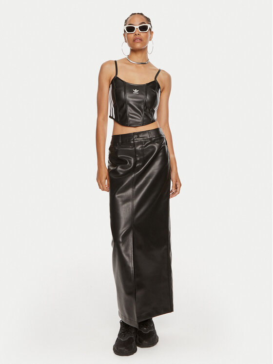 【当店一番人気】 adidas Fit Slim Czarny IY7317 Corset Pleather Firebird Top トップス