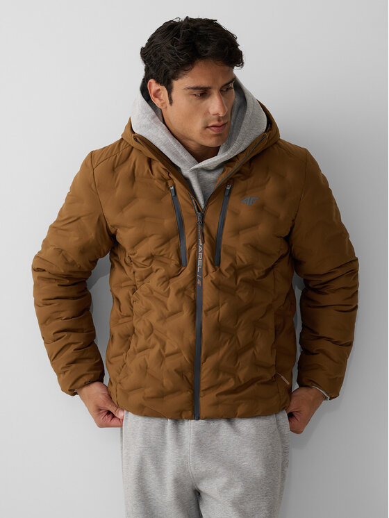 4F 4F Kurtka puchowa URBAN COMMUTER Brązowy Regular Fit