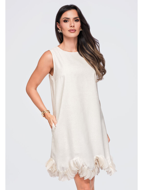 Ombre Ombre Sukienka wieczorowa LA-OM-DLR433 Beżowy Loose Fit