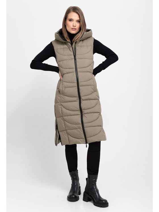 Volcano Volcano Bezrękawnik V-JAVA Beżowy Regular Fit