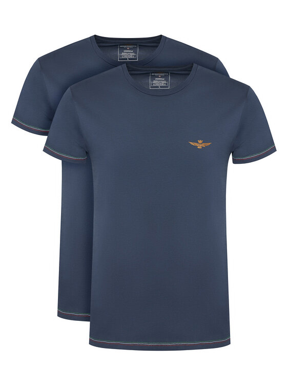 Aeronautica Militare Aeronautica Militare T-särkide komplekt AM1UTI003B Tumesinine Slim Fit