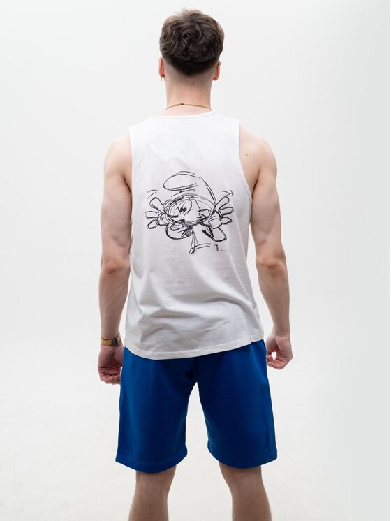Smerfy Smerfy Tank top Zgrywus Sketch Bezrękawnik Biały Regular Fit