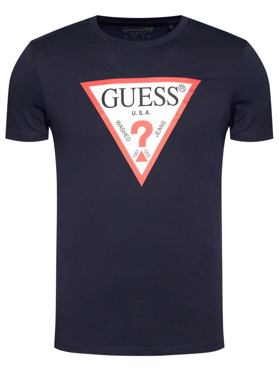 Guess Guess Marškinėliai Orginal M0BI71 I3Z11 Tamsiai mėlyna Slim Fit