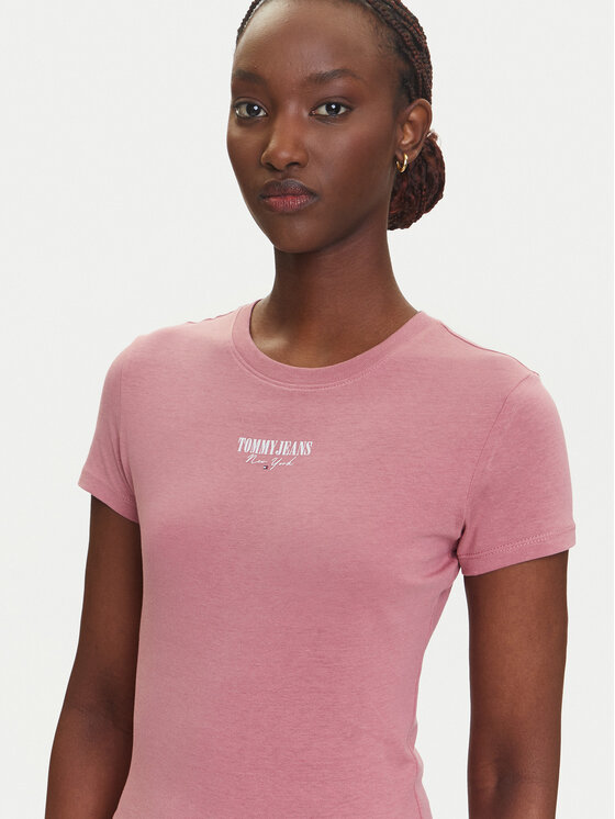 Tommy Jeans Tommy Jeans T-särk Essential DW0DW20913 Roosa Slim Fit