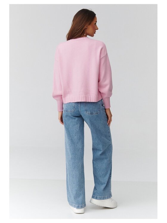 Makadamia Makadamia Sweter C43 Różowy Loose Fit
