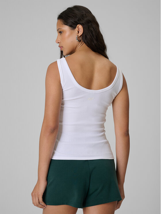 4F 4F Top ESSENTIAL Biały Slim Fit