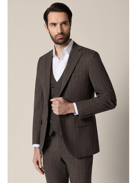 Lancerto Lancerto Garnitur Ceuta GA073126000014 Brązowy Slim Fit