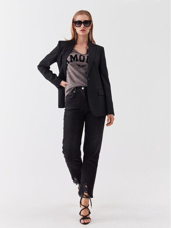 Zadig & Voltaire Zadig & Voltaire Bluzka Tunisien Chine Overdyed JWTN00405 Szary Regular Fit