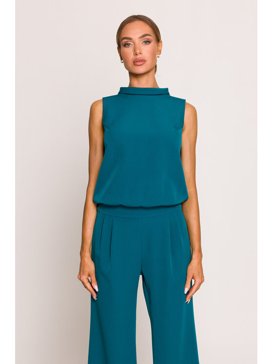 Made of Emotion Made of Emotion Kombinezon M382 Niebieski Wide Leg