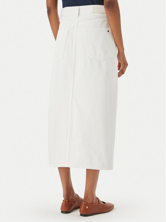 Tommy Hilfiger Tommy Hilfiger Дънкова пола WW0WW48607 Бял Regular Fit