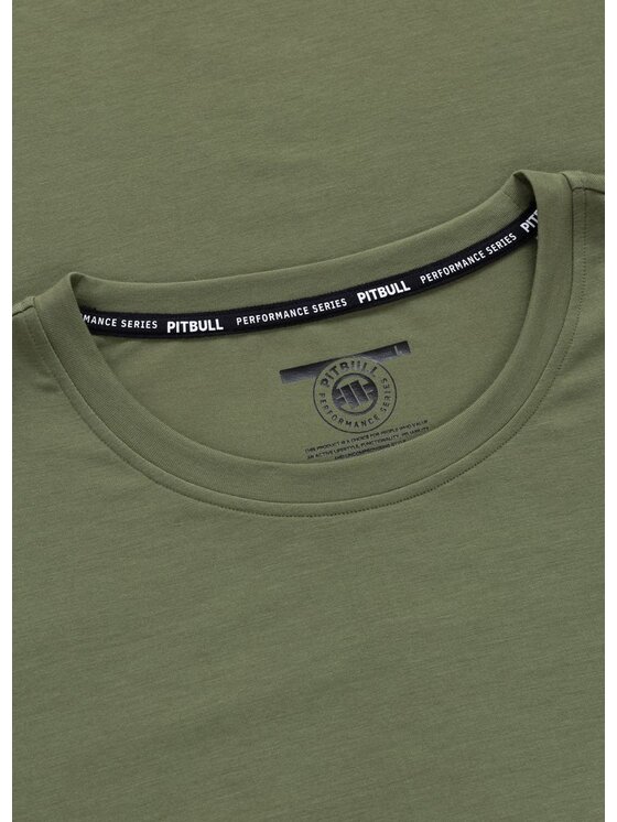 PITBULL PITBULL Koszulka techniczna Casual Sport SMALL LOGO Zielony Regular Fit