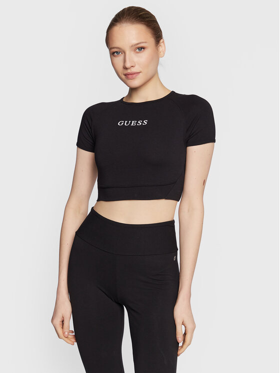 Guess Tricou Aline V3RP16 KABR0 Negru Slim Fit