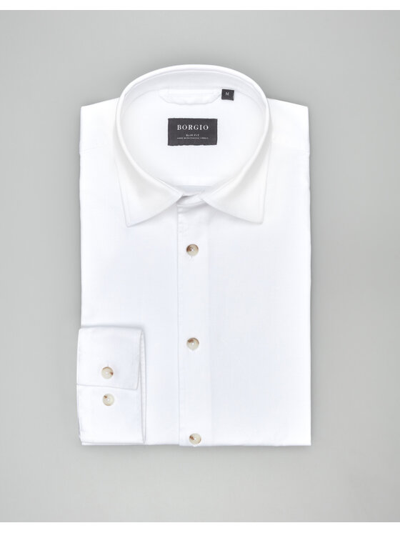 Borgio Borgio Koszula terranova 00552 Biały Slim Fit