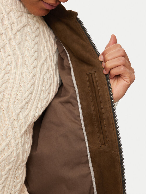 Pepe Jeans Pepe Jeans Кожено яке Tenjamin PM403018 Кафяв Regular Fit