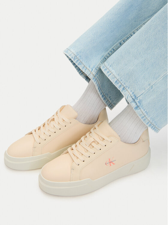 Calvin Klein Calvin Klein Laisvalaikio batai Chunky Cupsole Laceup Lth Ml YW0YW01947 Kreminė