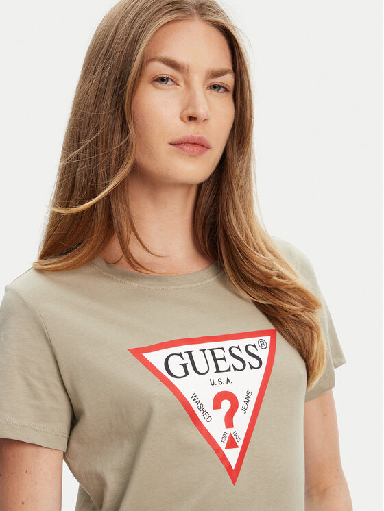 Guess Guess Tričko W1YI1B I3Z14 Zelená Regular Fit