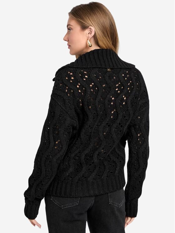 Guess Guess Kardigan Cardigan Adenora zipped Czarny Regular Fit