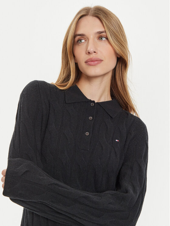 Tommy Hilfiger Tommy Hilfiger Sukienka dzianinowa WW0WW43085 Czarny Regular Fit