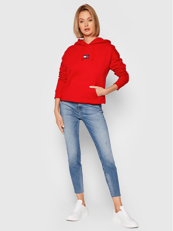 Tommy Jeans Džemperis Center Badge DW0DW10403 Raudona Regular Fit •  Modivo.lt