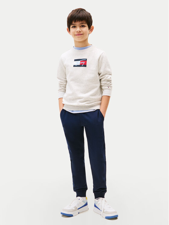 Tommy Hilfiger Tommy Hilfiger Spodnie dresowe Script Flag KB0KB09694 Granatowy Regular Fit