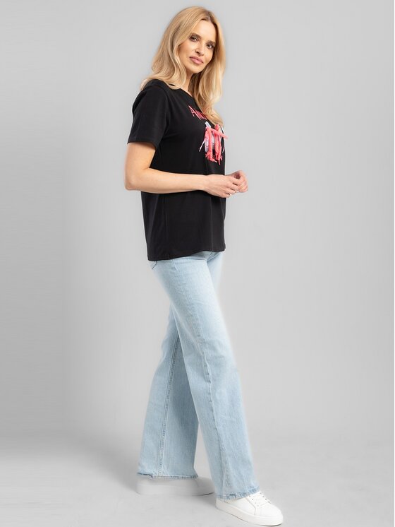 Perso Perso T-Shirt TCE245410F Czarny Regular Fit