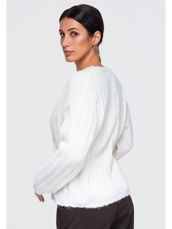 Ombre Ombre Sweter OW-SW-E0012 Beżowy Regular Fit