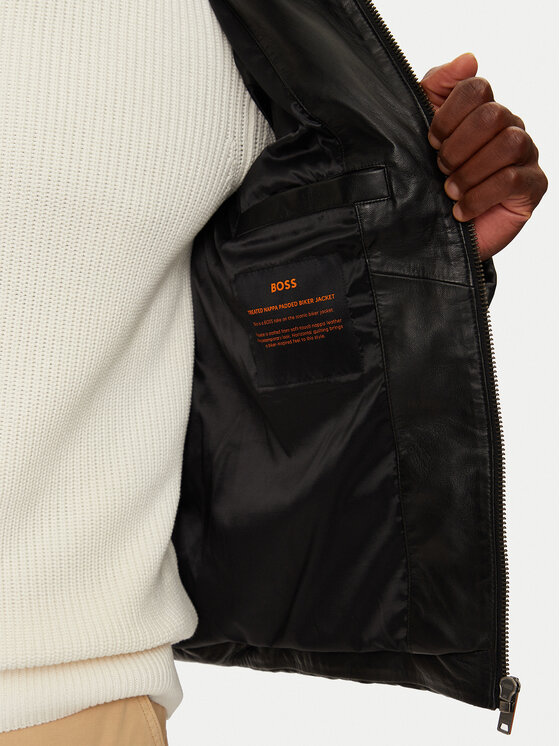 BOSS Boss Шкіряна куртка Jobear 50522243 Чорний Regular Fit