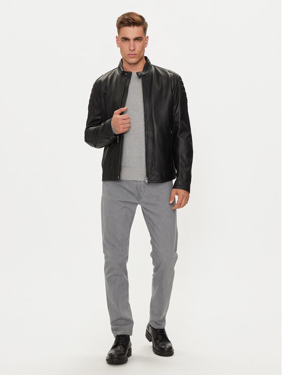 Boss Geacă de piele Jomoto 50518270 Negru Regular Fit | Modivo.ro