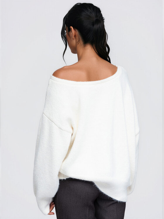 Ombre Ombre Sweter OW-SW-E0060 Beżowy jasny Relaxed Fit