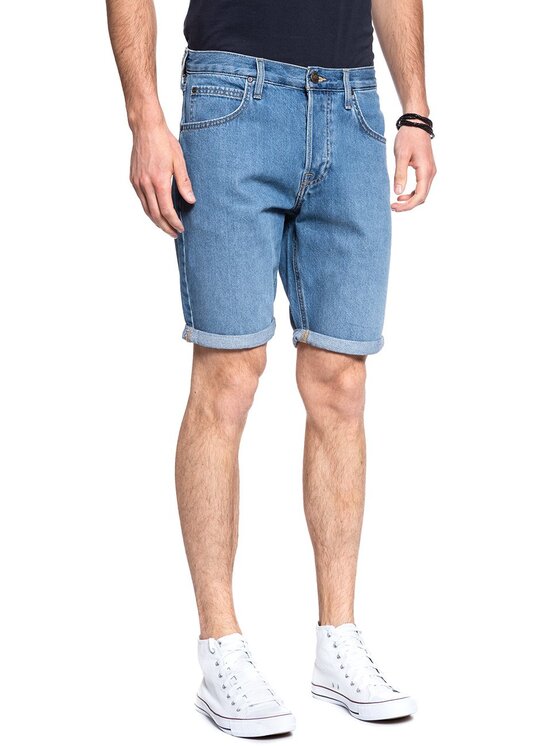 Lee Lee Szorty jeansowe 5 POCKET SHORT Niebieski Regular Fit