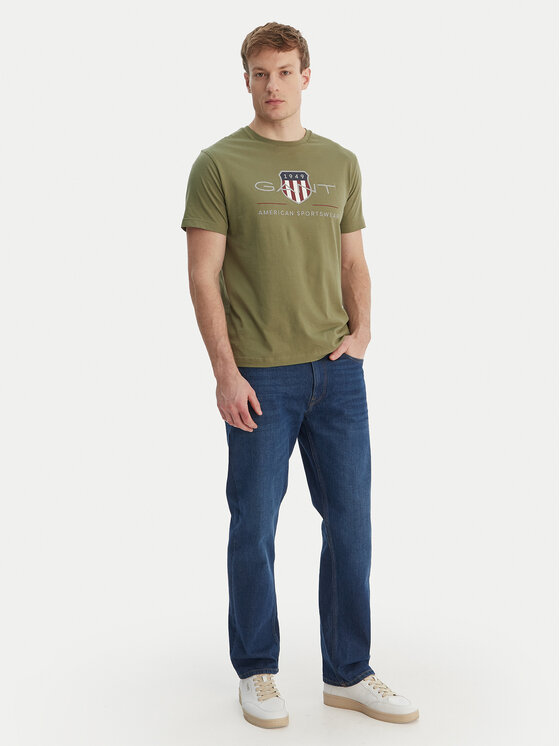 Gant Gant T-Shirt Archive Shield 2003199 Zielony Regular Fit