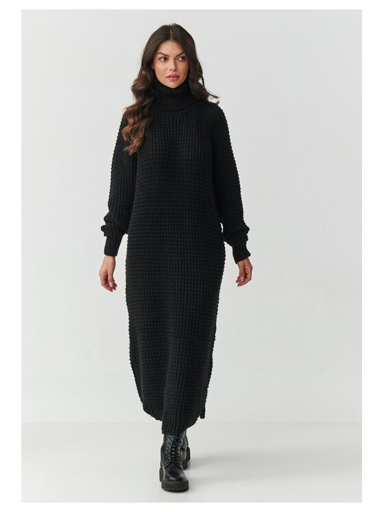 Makadamia Makadamia Sukienka dzianinowa S162 Czarny Loose Fit