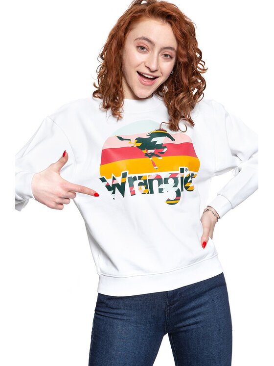 Wrangler Wrangler Bluza 80'S RETRO SWEAT Biały Regular Fit