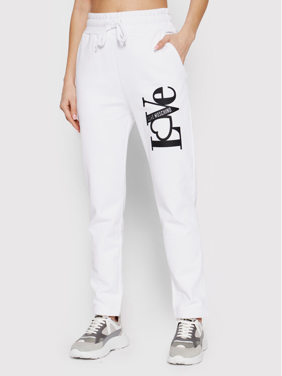 LOVE MOSCHINO LOVE MOSCHINO Долнище анцуг W155606M 4266 Бял Regular Fit