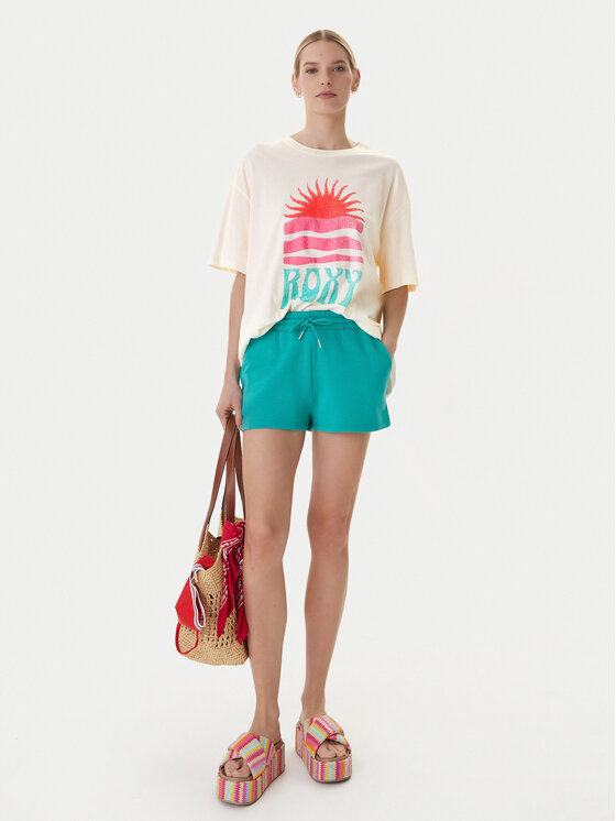 Roxy Roxy T-Shirt Hangloose Poster ERJZT06090 Ανοιχτό μπεζ Loose Fit